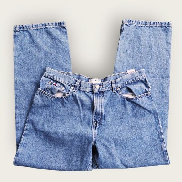Tommy Hilfiger Jeans Women's Sz 16 Straight Blue Denim High-Rise VTG Y2K 2002 - Picture 3 of 7